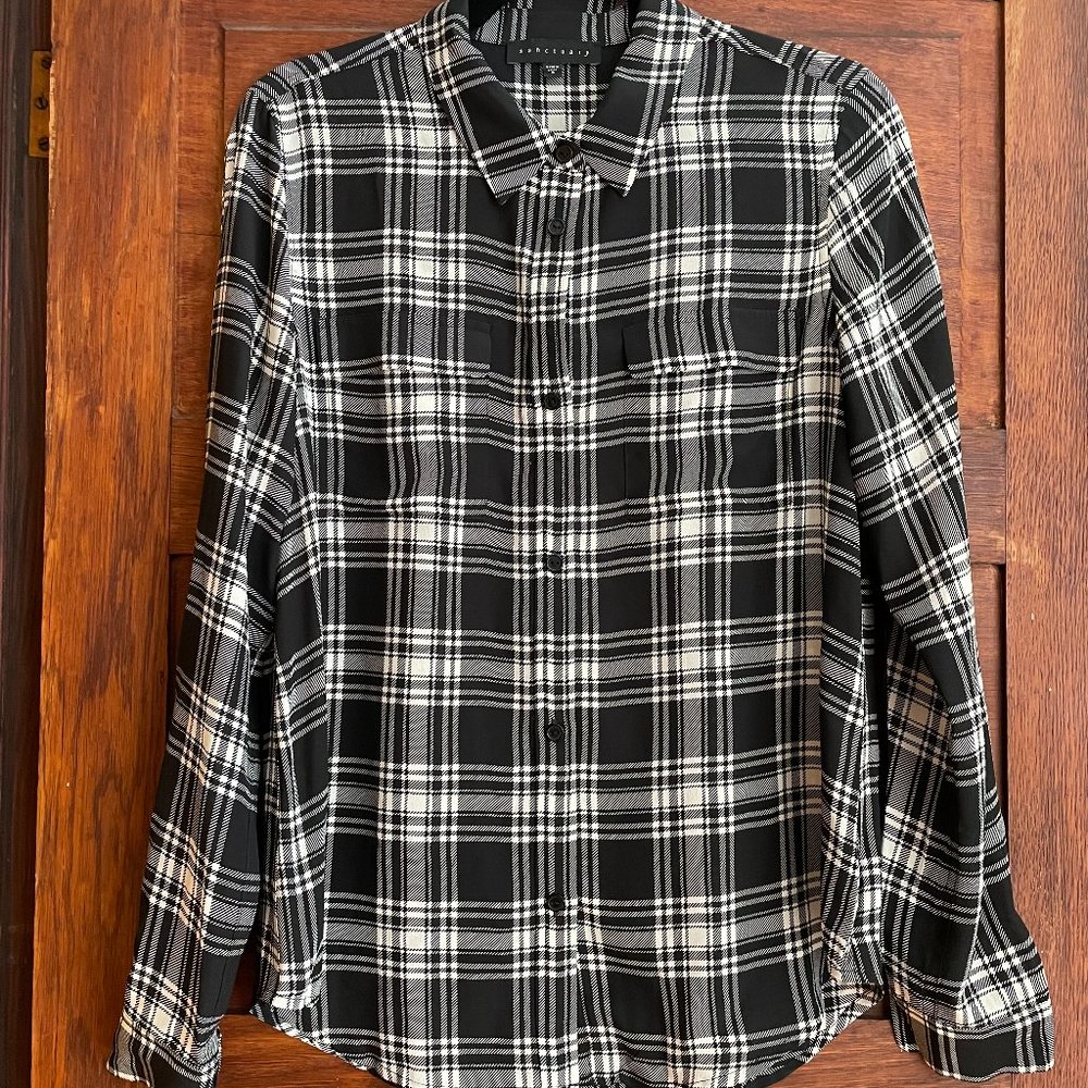 Sanctuary Silk Long-Sleeve Blouse Size Small